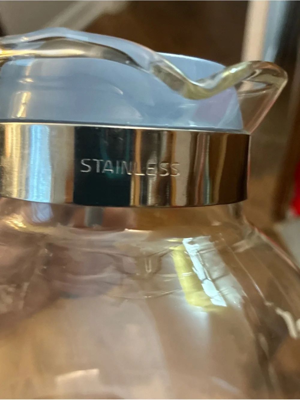 Retro Gemco The Whistler Glass Stovetop Coffee Tea Kettle Pot 8 Cup BLUE Handle